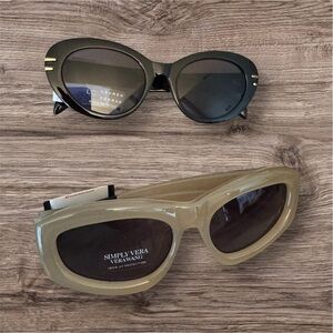 LC Lauren Conrad Black and Vera Wang Beige Sunglasses Set NWT